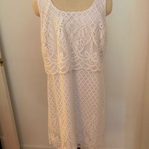 NWT Lilly Pulitzer white lined lacy sleeveless dress SZ XL zipper polyester